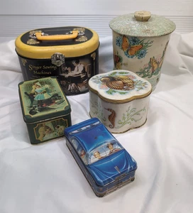 Vintage Tin Box Lot Of 5 Various Boxes Conditions Vary See Pictures - Picture 1 of 20