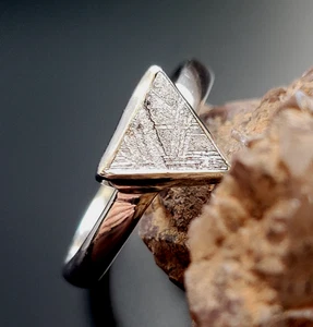 925 Sterling Silber Ring Meteorit Muonionalusta Meteorit Schweden Gr. 18,5 - Picture 1 of 11