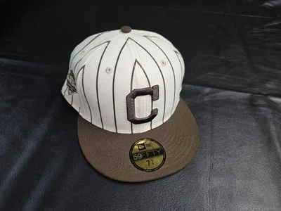 Cleveland Indians New Era Fitted Brown Pinstripe 7 5/8 Lids 1997 World Series - Image 1 of 4