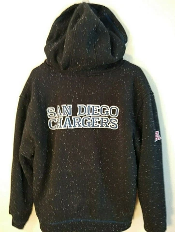 NFL San Diego Chargers Pro-line hoodie Zip Up Sweater sz M Medium speckled black Cover