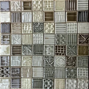 Pratt & Larson Rare Embossed Gloss Mosaic Tiles 64 pcs -9-5/8” x9-5/8” - Picture 1 of 1