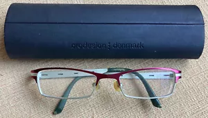 Prodesign Denmark Silver & Magenta Pure Titanium Eyeglasses 51-18 125 + Case - Picture 1 of 11