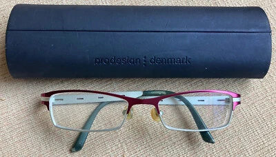 Prodesign Denmark Silver & Magenta Pure Titanium Eyeglasses 51-18 125 + Case - Image 1 of 4