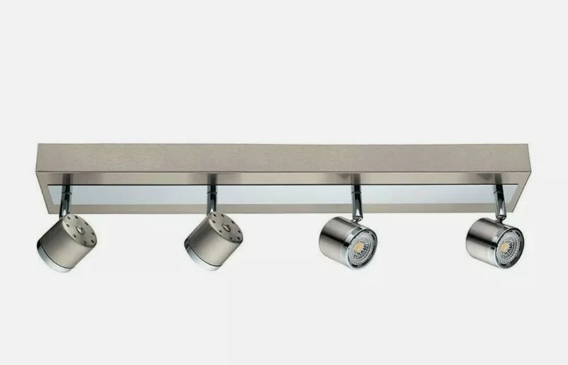 Kit de iluminación LED de pista de níquel cepillado y cromo Eglo Pierino 4 cabezales giratorios Foto 1 de 1