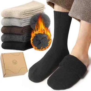 5 Pairs Men's Winter Socks, Warm Wool Thermal Hiking Boot Socks for Cold Weather - Picture 1 of 1