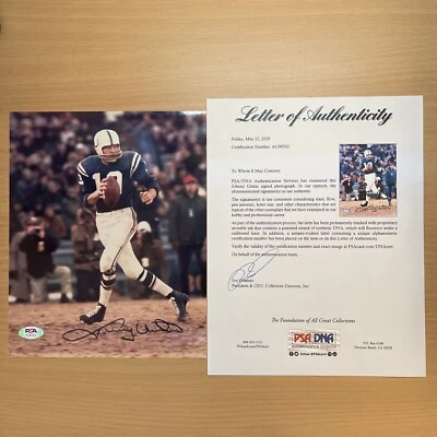 Johnny Unitas Signed Autographed 8x10 Color Photo PSA LOA COLTS - Image 1 of 4
