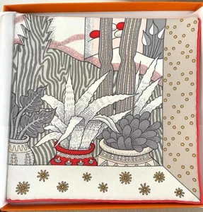 Hermes Le Premier Chant Schal 90 Seide Neu Colorway 02 Blanc Gris Grenadine - Bild 1 von 4