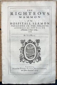1624 Joseph Hall 'Der gerechte Mammon, Eine Krankenhauspredigt Ostermontag 1618' - Bild 1 von 10