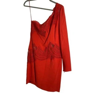 Mini Vestido Zuhair Murad Detalle Encaje Un Hombro Manga Larga Lava Fundida Talla 38 - Imagen 1 de 12