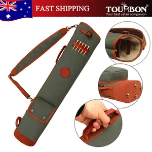 TOURBON Green Canvas Golf Clubs Bag Soft Padded Sunday Travel Carrier Pencil Bag - Picture 1 of 24