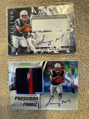 2 SONY MICHEL  2018 FRESHMAN FABRIC RC AUTO PATCH 123 /199  PATCH & Orgins #109 - Image 1 of 4