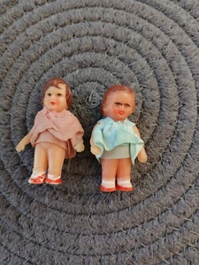 Vintage small dressed German Ari 2 ins rubber dolls x 2 low price - Picture 1 of 4
