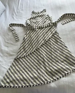 Banana Republic Off White Navy Blue Stripe Boucle Sleeveless Dress Size 10 - Picture 1 of 14
