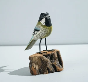 Bird Sculpture, Painted Wood Carving, Wooden Bird Art, Handcrafted, Gift for Him - Picture 1 of 12