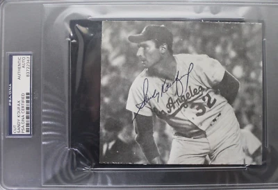 Sandy Koufax LA Dodgers HOF Signed 5x5 Newspaper Cut Autographed Photo Auto PSA - Image 1 of 4