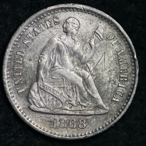 1868-S Seated Liberty Silver Half Dime CHOICE AU+ FREE SHIPPING E171 JLW Cover