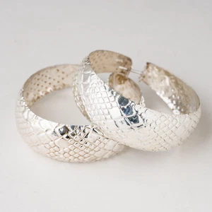 Ohrstecker Kreole Schuppenhaut 925er Silber 13,05 g - Picture 1 of 5