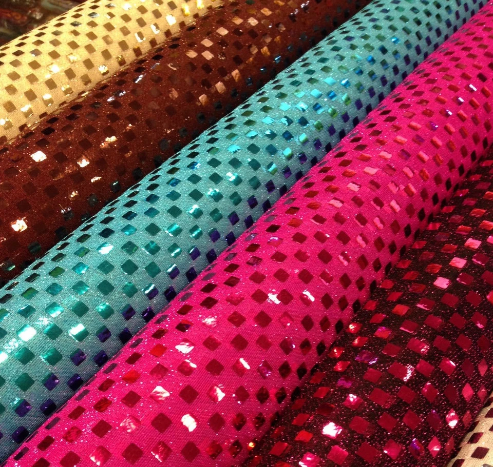 MIDTEX £1.99/m SQUARE SEQUIN LUREX JERSEY DISCO DANCE FANCY DRESS FABRIC 38" M67