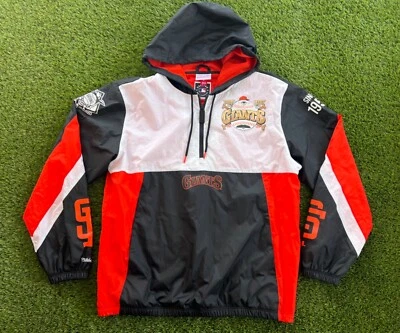 全新带标签 旧金山巨人队 复古 正品 MLB 棒球套衫 连帽夹克 L — 第 1/4 张图片