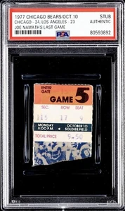 1977 Joe Namath Last Final NFL Game Ticket Stub PSA LA RAMS VS Chicago Bears 10 - Picture 1 of 3