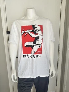 Naruto Shippuden neues T-Shirt für Erwachsene - Kakashi rote Box Action über Kanji - Bild 1 von 3