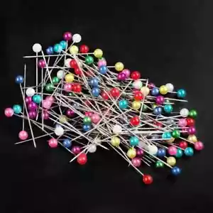 100 Sewing Pins Multicolor Head Pins Straight for Dressmaker Jewelery Decoration - Picture 1 of 7