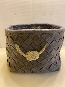 Woven Square Gray Felt Container Handle Basket  Collapsible Box 12" x 12" x 10" - Picture 1 of 4