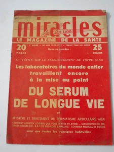 Revue Miracles de la vie N°9 du 30 juin 1949 serum de longue vie - Picture 1 of 1