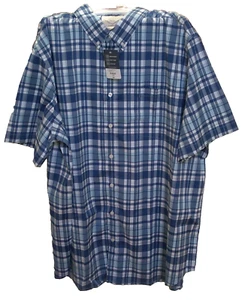 Camicia St. John's Bay Estate blu multi manica corta con bottoni 3XLT nuova con etichette - Foto 1 di 4
