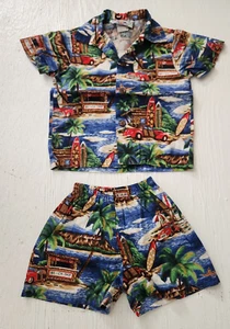 Set pantaloncini Pacific Legend ragazzo 1 maglietta stampa tropicale stile hawaiano - Foto 1 di 6