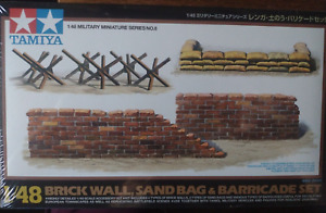 Tamiya 1/48 Scale Brick Wall, Sand Bag & Barricades Set,  Bolt Action, 28mm, New