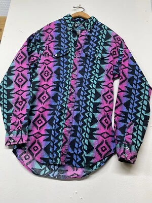 VTG Wrangler Shirt Button Made USA Cowboy Cut Regular Fit Bright Colors Western - Image 1 of 4