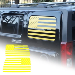 Yellow PVC USA Flag Car Rear Side Glass Sticker Vinyl For Hummer H3 2005-2009 - Picture 1 of 12
