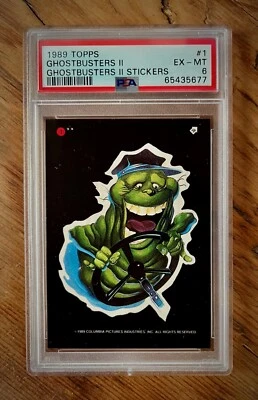 SLIMER DRIVING BUS 1989 Topps Ghostbusters II Sticker #1 PSA 6 Low Pop - Image 1 of 2