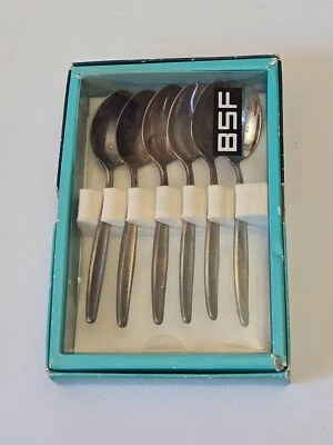 6 X Teelöffel/ Kaffeelöffel- BSF - 14 cm-OVP - 90er versilbert vintage - Bild 1 von 4