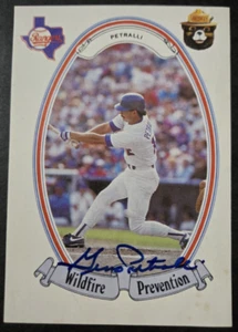 1987 Texas Rangers Wildfire Prevention Fire Safety #3 Geno Petralli SIGNED Auto - Picture 1 of 8