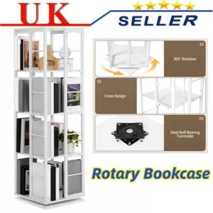 Rotating Bookshelf 4-Tier 360 Revolving Bookcase Spinning Corner Storage Rack - Picture 1 of 8