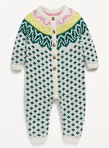 Old Navy Baby Unisex Sweater Fair Isle pOne-Piece Size 0-3 Months - Picture 1 of 2