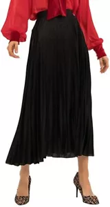 Women's Stretchy High Waist Metallic Pleated Accordion Swing Party Skirt Bk S - Picture 1 of 5