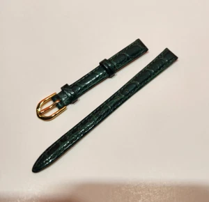Hadley Roma Leather Watch Band 10mm Regular Length Color Green Gold Tone Buckle - Picture 1 of 8