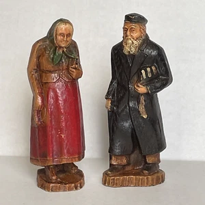 Syrocco Judaica jüdische Rabbi Frau Frau Vintage geschnitzte Harz 5 3/4" Figuren 1930er - Bild 1 von 18