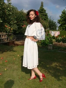Gonna camicetta contadina vintage costume popolare rumeno 1950 1950 fine ricamo - Foto 1 di 12