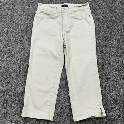 NYDJ Jeans Womens 2 Petite Light Gray White Ariel Crop Stretch Denim Preppy City - Image 1 of 4