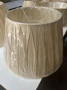 Vaughan Designs Cream Silk Lampshades. 1 Pair 14”pinch Pleated - Picture 1 of 7