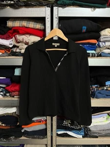 Polo donna Burberry London Nova check manica lunga nera vintage taglia L - Foto 1 di 7