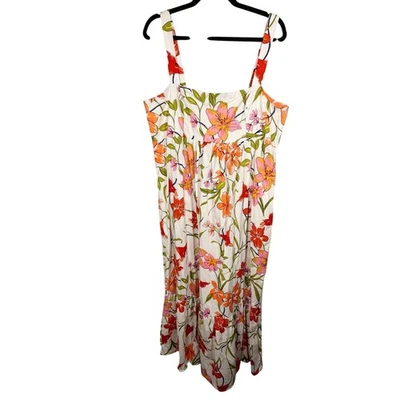 Maxi Vestido Floral Clover & Sloan, 18, Blanco, Rosa y Rojo, Boho, Cottage, Plus Foto 1 de 4