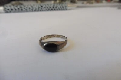 Bella, vecchio Anello, 925 Argento Con Nero Onice - Immagine 1 di 3