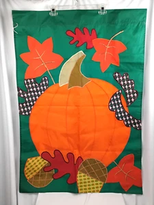 Outdoor Haus Stange Flagge Herbst Kürbis Blätter Eicheln Applikation 28" x 40" sauber - Bild 1 von 8