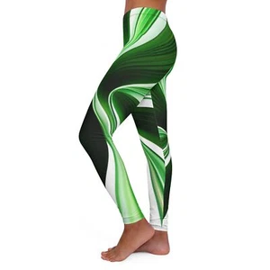 Tropical Leaf Print Leggings - Stylish, Comfortable, Activewear, Yoga, - Picture 1 of 6