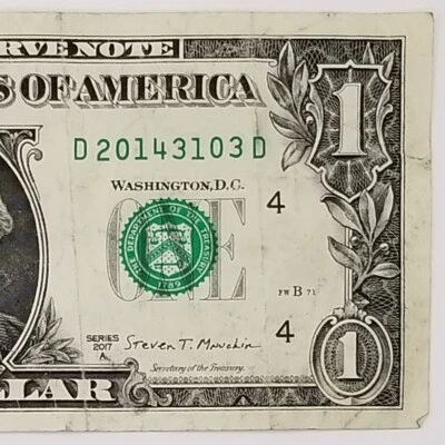 Birthday Anniversary March 31, 2014 Serial Number $1 Dollar Bill 2017 D Note - Image 1 of 4